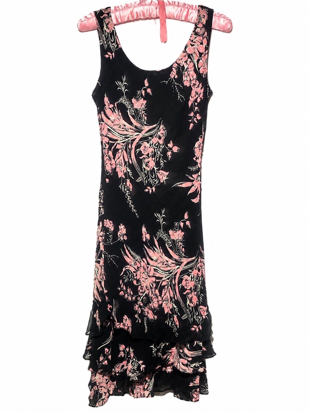 Dress Barn Black Dress with Pink Floral Print